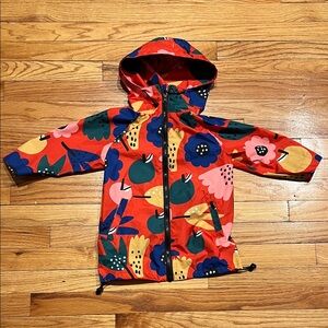 Bright and Colorful Flower and Fruit Pattern light Anorak/ Raincoat w deep Hood